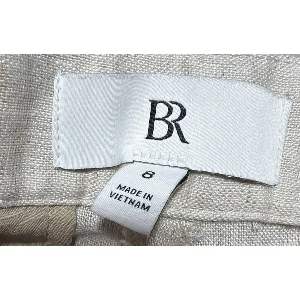 Banana Republic 100% Linen HR Pants Womens 8 Straight Leg Career Beach Casual